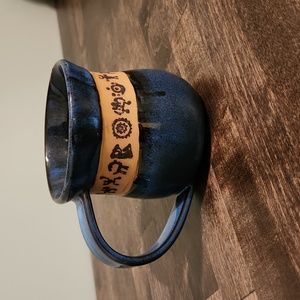 Funky print Always Azul Petroglyph pottery mug